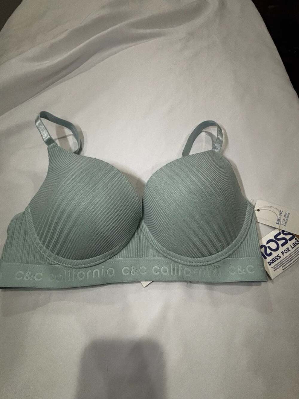 C&C California Ribbed Texture Underwire Bra Size 34C Green